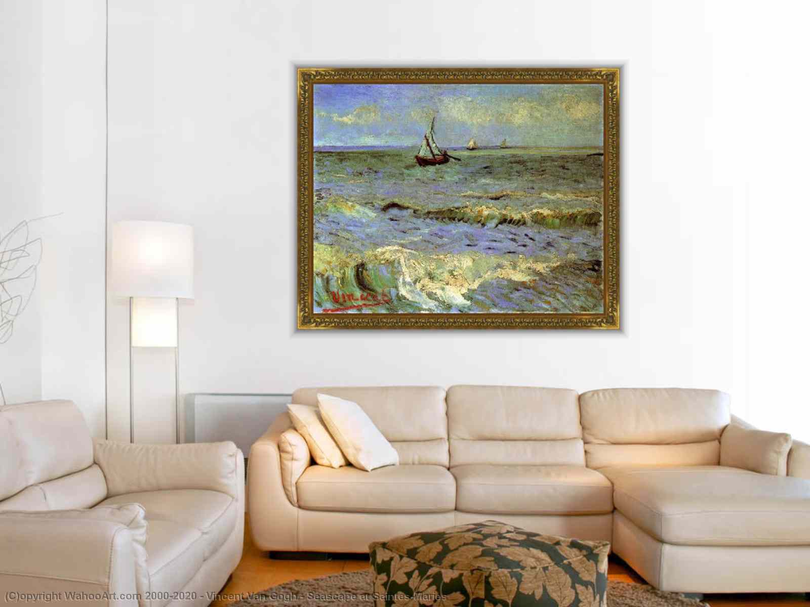 Art Prints of Seascape at Saintes Maries, 1888 by Van Gogh