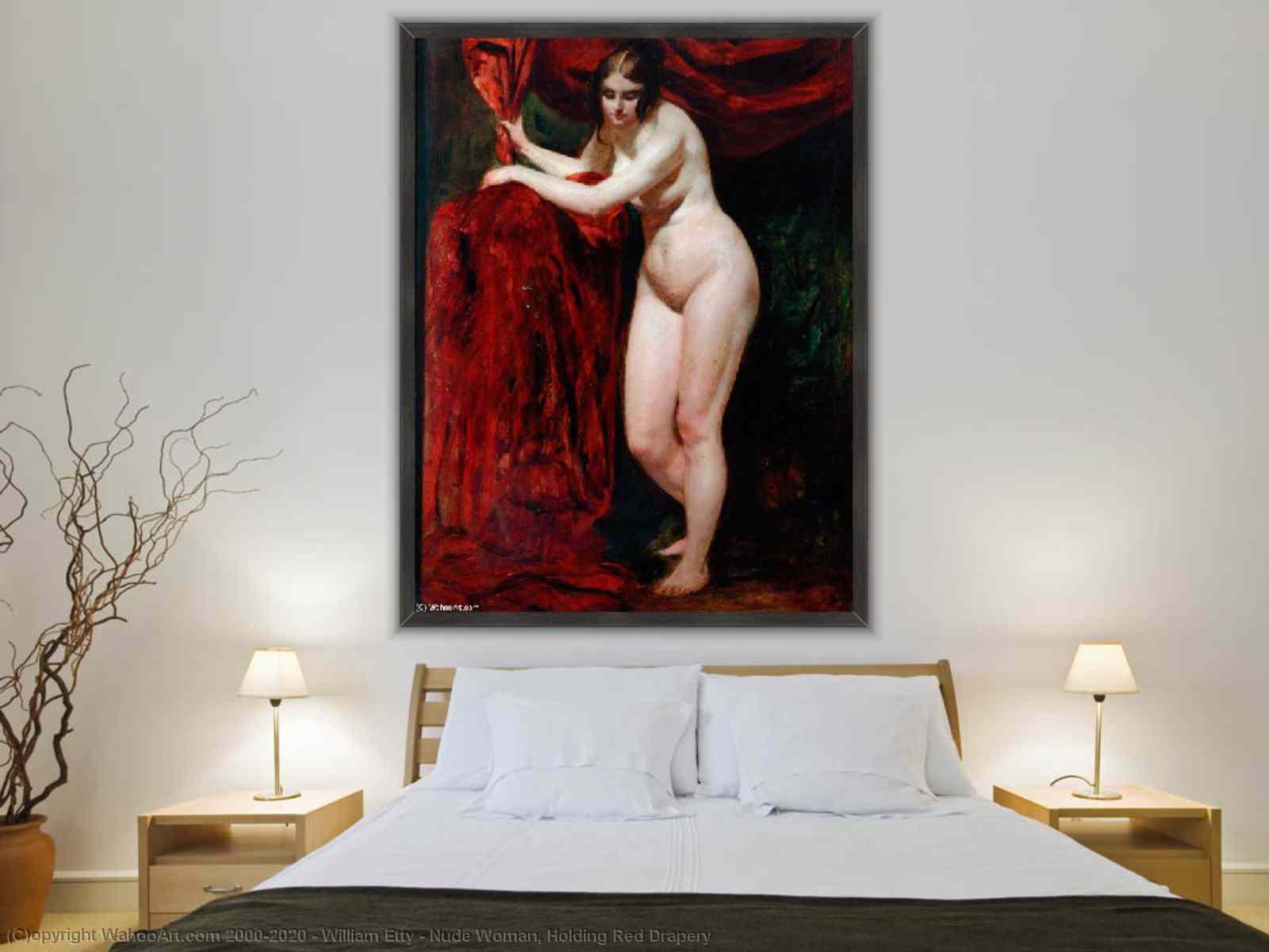 Art Reproductions Nude Woman, Holding Red Drapery by William Etty |  AllPaintingsStore.com