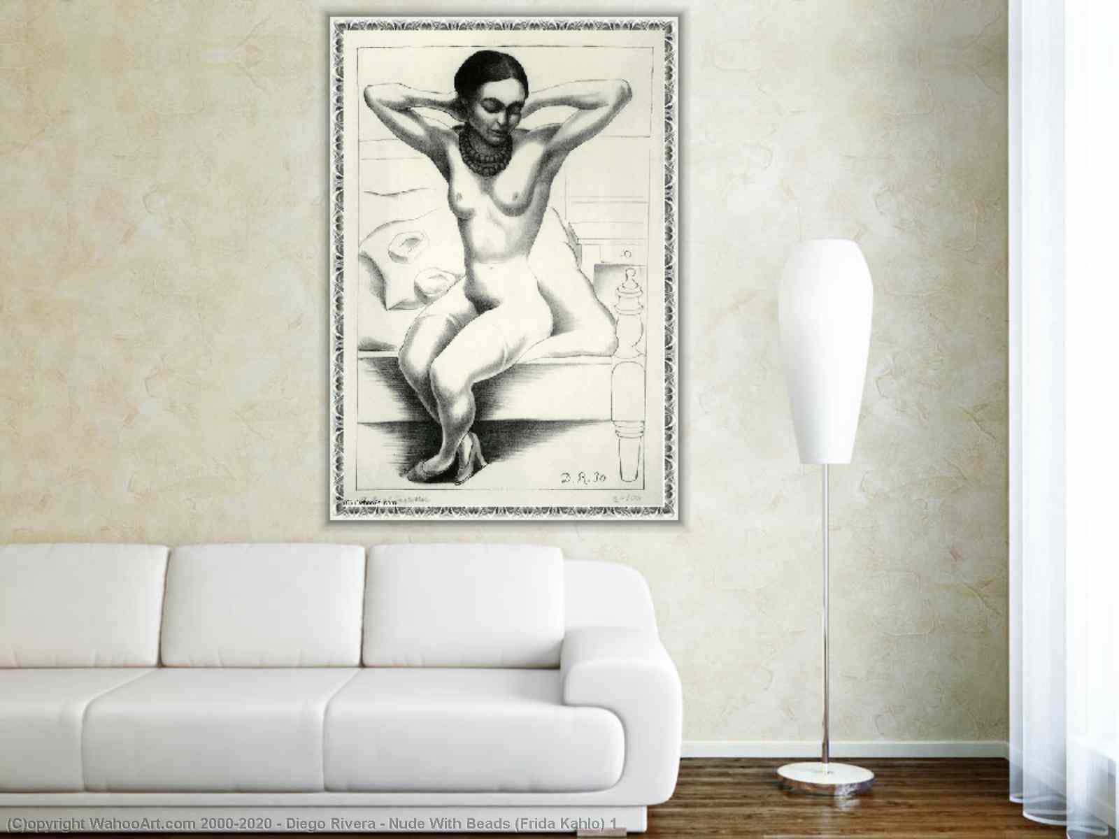 Nude With Beads (Frida Kahlo) 1 by Diego Rivera | AllPaintingsStore.com